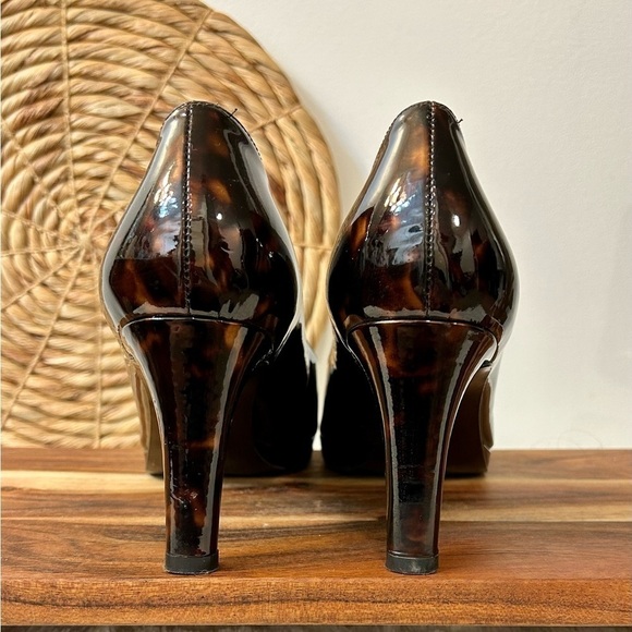 Stuart Weitzman Tortoise Shell Platswoon Patent Leather Platform Heels Size 9.5 - Picture 7 of 15